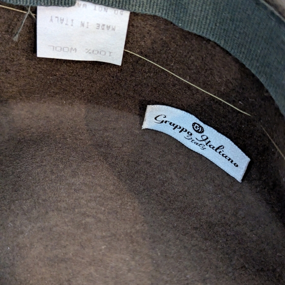 Vintage Designer Gruppo Italiano Green Wool Felt And Velvet Hat - Picture 7 of 9